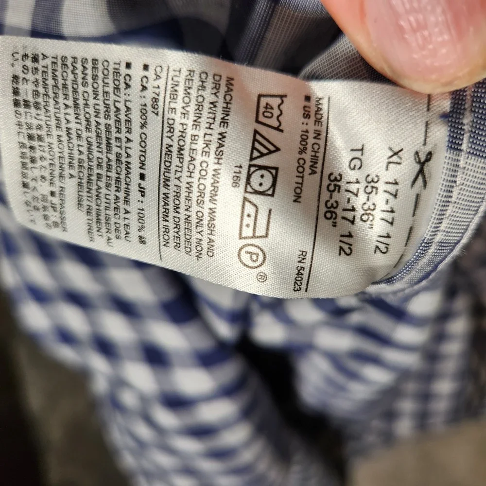 Banana Republic Shirt Men's XL 17-17 1/2 Non Iron‎ Slim Fit Blue Plaid Button Up